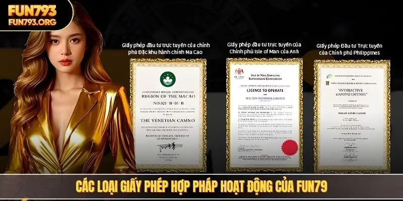 Các loại giấy phép hợp pháp hoạt động của Fun79